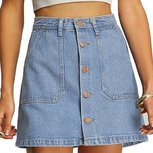 Button up Front Denim Skater Skirt